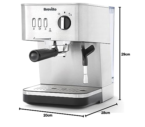 Breville Máquina de expresso Bijou Barista | Expreso automático y manual, Cafetera capuchino y café con leche | Bomba de 15 bares | Vara de vapor | Plateada [VCF149X]