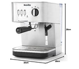 Breville Máquina de expresso Bijou Barista | Expreso automático y manual, Cafetera capuchino y café con leche | Bomba de 15 bares | Vara de vapor | Plateada [VCF149X]