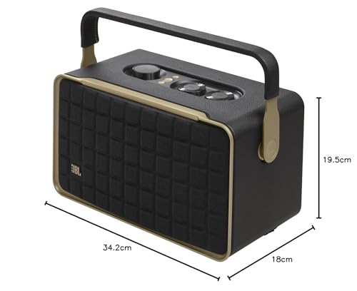 JBL Authentics 300, altavoz inteligente portátil, con tecnología Bluetooth, Wi-Fi integrado y asistente de voz, negro, Enchufe EU (tipo C)