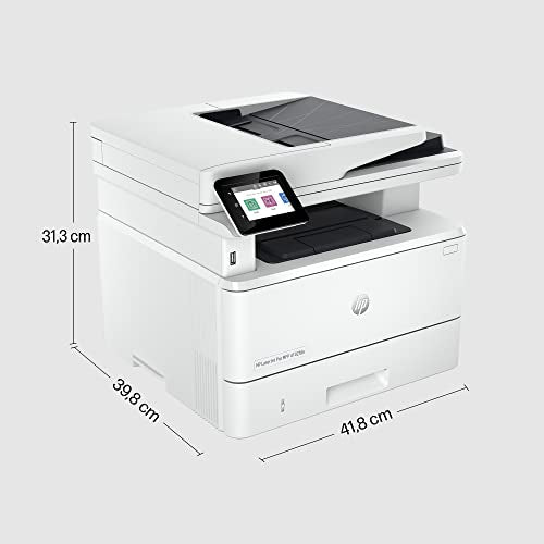 HP Impresora multifunción HP Laserjet Pro 4102fdn (Impresión Doble Cara Automática, Scanner, Fax, Red Gigabit Ethernet, USB 2.0, 1 Host USB, HP Smart App, Apple AirPrint, Mopria), Blanca y negra