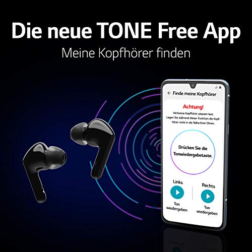 LG TONE Free FN5 Auriculares True Wireless con autolimpieza UVnano que elimina el 99,9% de las bacterias, tecnología Meridian Sound, doble micrófono para llamadas en la oficina y carga rápida en negro