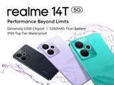 realme 14T Smartphone 5g, 8+256GB,Batería 5260 mAh,Procesador Dimensity 6300,IP69, Cámara de 50MP,Pantalla AMOLED para Esports de 120 Hz,Negro obsidiana,Exclusivo de Amazon (Sin Adaptador)