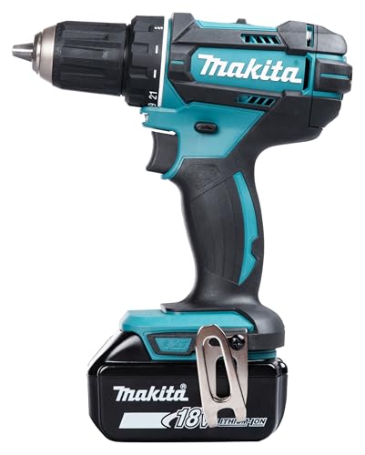 Makita DDF482RFJ drill Negro, Azul 1900 RPM 1,5 kg - Taladro eléctrico (1900 RPM, 1,3 cm, 3,8 cm, 36 Nm, 62 Nm, 600 RPM)