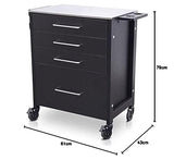 QUIRUMED Estación de Trabajo Tattoo con Ruedas, Mesa Profesional Tatto, Muebles, Tatto, Mesa Auxiliar Tatto, Estructura de Acero, Cajones de Madera, Portátil, con 4 Ruedas, con Soporte para tintas