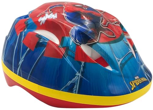 A.T.L.A.S. Bicicleta de 12 Pulgadas Equipada con 1 Freno, Placa Frontal Decorativa, Guardabarros, cárter, estabilizadores y Casco Spiderman Incluido Delantera, Niños, Rojo idéntico a Las Fotos, 12''