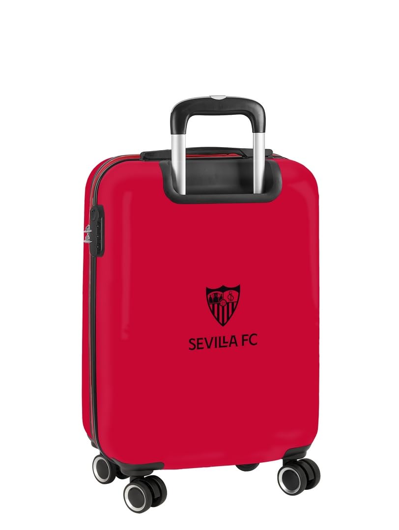 Sevilla FC - Trolley de Cabina 20 Pulgadas, Maleta con Ruedas, Candado de Seguridad, Maleta Ligera, 34.5x20x55 cm