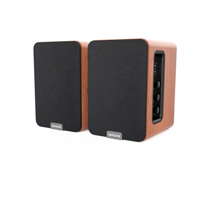 Aiwa Altavoces Activos ASP-A 200 (Potencia 2 X 25W RMS, HDMI-ARC, COAXIAL, RCA-Audio). Color Marrón