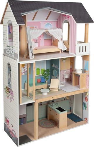 Small Foot Casa de muñecas Villa de Ensueño XL, 3 Pisos, muñecas de hasta 30 cm, Escala 1:6, Aspecto de Madera, 12730