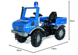 Rolly Toys Unimog 038251 038251 - Coche de policía para Conducir uno Mismo con neumáticos silenciosos y luz Intermitente | Vehículo a Pedal, a Partir de 3, 038251, Grande, Azul