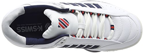 K-Swiss Defier Rs - Zapatillas de tenis Hombre, color blanco - white (white/dressblue/fieryred 164), talla 46 EU