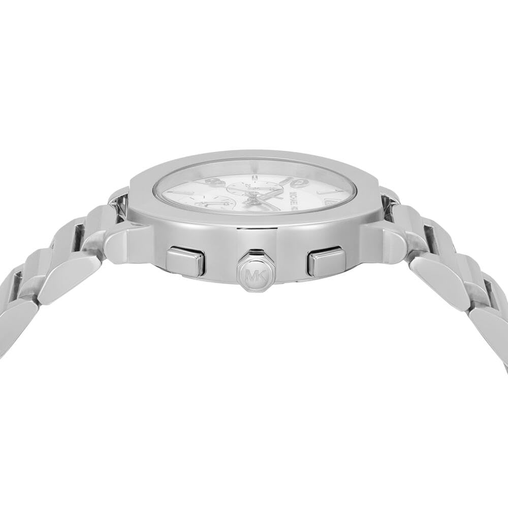 Michael Kors Reloj Gramercy para Mujer, Movimiento cronógrafo de Cuarzo con Correa de Acero Inoxidable, 40 mm, Tono Plateado