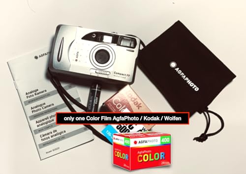 AgfaPhoto Cámara de Fotos analógica de 35 mm con Flash de Motor en Set (película de imágenes + batería)