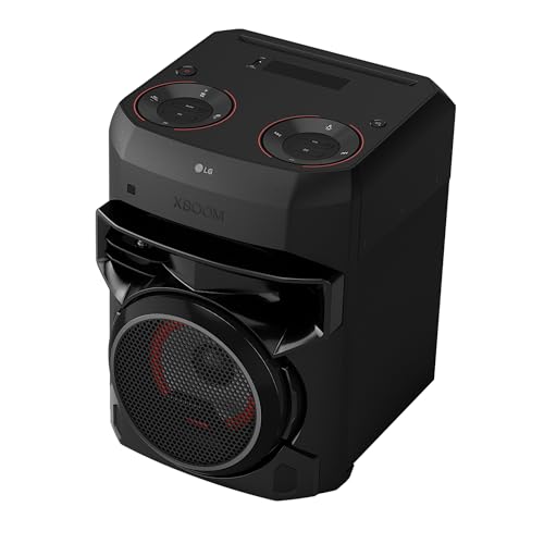 LG XBOOM RNC2, Altavoz de Gran Potencia, 80W, la Bestia, 2 Altavoces, Bluetooth 4.2, USB, Conexión Auxiliar RCA, iluminación LED y entradas para micrófono, Gris Oscuro