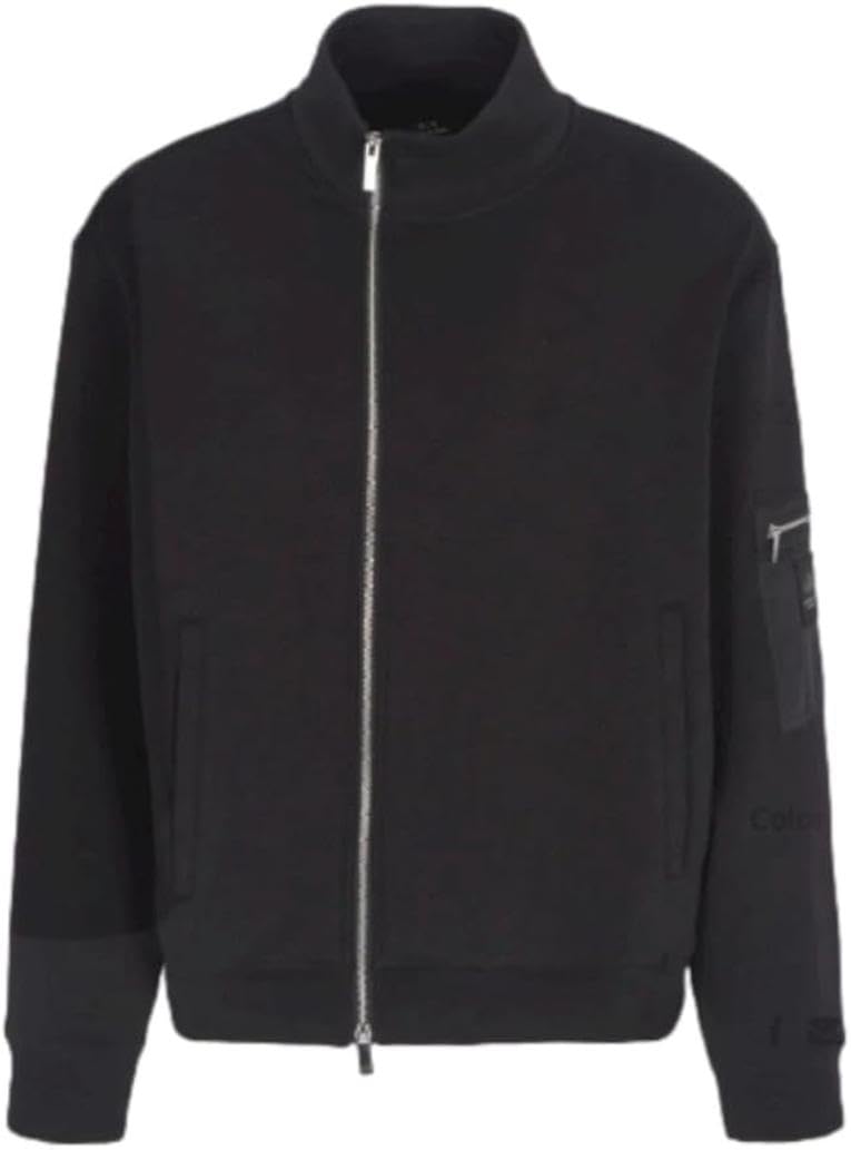 Armani Exchange Black Edition, Sleeve Pocket, Silicon Logo Patch Sudadera, Negro, XL para Hombre