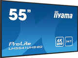 iiyama Prolite LH5541UHS-B2 - Pantalla Digital IPS LED 4K UHD VGA HDMI Audio in/out USB2.0 RS-232c RJ45 24/7 (139 cm), Color Negro