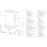 WMF Kineo Hervidor de agua con ajuste de temperatura, 1,6 l, filtro de cal, 3000 W, indicador de temperatura en vivo, hervidor eléctrico de agua de acero inoxidable mate