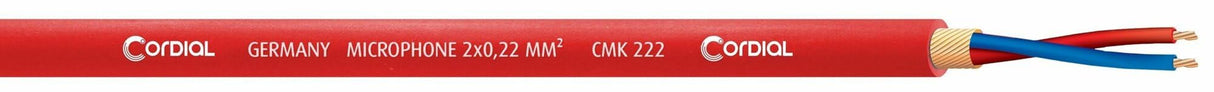 CORDIAL Cables - Bobina de cable para micrófono (2 x 0,22 mm², 100 m, 100 m), color rojo