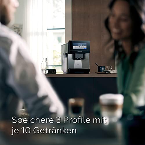 SIEMENS Máquina automática de café EQ900 TQ903D03, control por aplicación, pantalla táctil intuitiva, modo barista, AromaBoost, reducción de ruido, trituradora premium, limpieza automática de vapor,