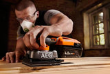 AEG BFS18SBL-14-0 - Lijadora vibratoria (18 V, 1/4 hojas, 7000 a 12000 osc/min, fijación de velcro o pinza (sin batería)
