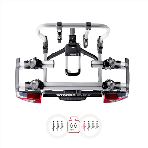 Atera 022701 Portabicicletas de Coche Strada EVO 3, portabicicletas de Remolque con Luces traseras, para 3 Bicicletas o e-Bikes