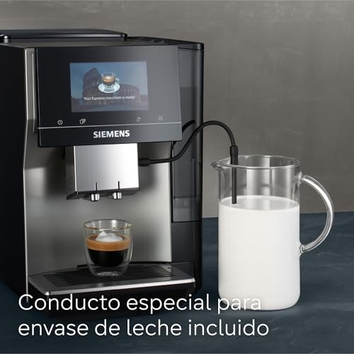 SIEMENS - Cafetera superautomática, EQ700, iSelect Display, coffeeWorld, con preparación en frío y preparación lenta, espumador de leche, Home Connect, gris, TP715R01