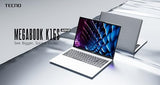 Portátil - Tecno K16S MEGABOOK, 16" Full HD IPS, AMD Ryzen™ 7-5800U, 16GB RAM, 512GB SSD, Radeon™ Graphics, WiFi, Windows 11 Home, Gris, Todo Aluminio, Teclado QWERTY Español