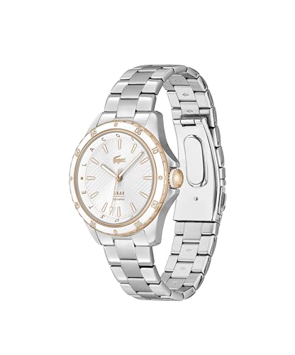 Lacoste Reloj Analógico de Cuarzo para Mujer Colección Santorini con Correa de Acero Inoxidable Plateada - 2001370