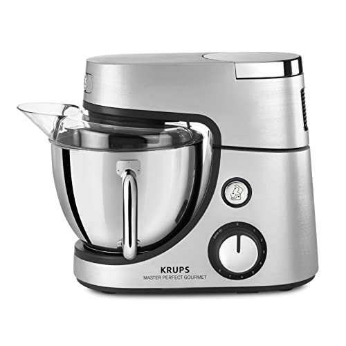 Krups Robot de cocina Master Perfect Gourmet KA631D, 1100 W, 8 velocidades, cuenco de acero inoxidable de 4,6 L, 5 accesorios: juego de hornear, cuenco flexible, acero inoxidable cepillado