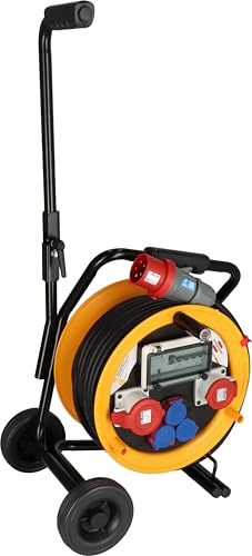 Brennenstuhl Brobusta CEE 2 FI IP44 - Carrete de cable con carro (30 m, con protección FI, para uso constante en exteriores, fabricado en Alemania)