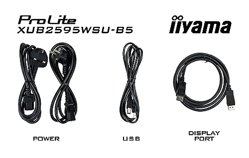 iiyama XUB2595WSU-B5 25" Panel IPS, 1920x1200, 300cd/m², VGA, HDMI, DisplayPort, 4ms, Altavoces, USB HUB (2x2.0), 15cm Regulable en Altura, Pivotante