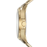 Armani Exchange Relojes de hombre, Movimiento de cuarzo multifunción y caja de 44 mm con correa de acero inoxidable, Tono dorado y negro azabache