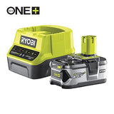 RYOBI Cortacésped Inalámbrico 18V One+ Ancho 37cm, 6 Alturas, EasyEdge y Mulching – Batería 4.0Ah, Cargador y Recogedor 45L