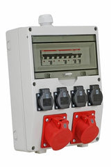 EHMANN Distribuidor de pared profesional, entrada M32 para cable, con disyuntores, Made in Germany, 6 salidas (1 x CEE 32 A / 1 x CEE 16 A / 4 x 230 V~), K2, BGI-GUV-I608