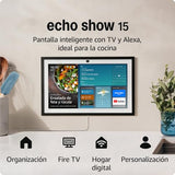 Amazon Echo Show 15 | Pantalla inteligente Full HD de 15,6", con Alexa, Fire TV integrado y mando por voz Alexa