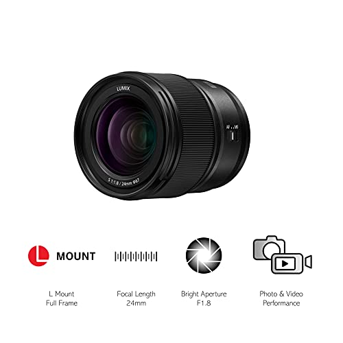 Panasonic S-S24E Lumix Objetivo 24 mm (F1.8, Distancia Focal Fija, Gran Angular, Diseño Compacto y Ligero, Resistente al Polvo, Agua y Frio), Negro
