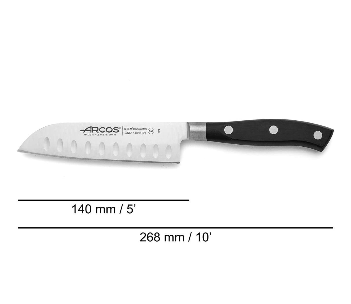 Arcos Riviera - Juego de Cuchillos de Cocina (Mondador + 1 Santoku + 1 Cuchillo Chef) - Acero Inoxidable Forjado NITRUM - Mango POM - Color Negro