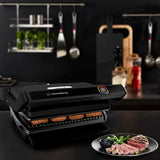 Tefal OptiGrill Elite XL GC760812 - Barbacoa de contacto con 16 programas, pantalla digital con indicador de cocción, placas XL desmontables, parrilla eléctrica, color negro