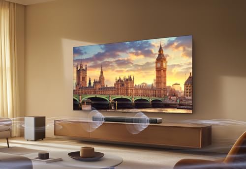 TCL Barra de Sonido S55HE 2.1, 220 vatios, Cine en casa, expansión de Sonido, Dolby Atmos, DTS Virtual:X, Barra de Sonido con subwoofer, Mando a Distancia único, Bluetooth 5.3, HDMI, USB