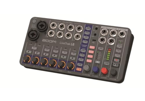 Zoom L6 - Grabador y mezclador de audio digital de 6 canales, 2 entradas combo + 4 estéreo, ecualizador de 3 bandas, 1 salida maestra - Adaptador de red AD-17 integrado y cable USB