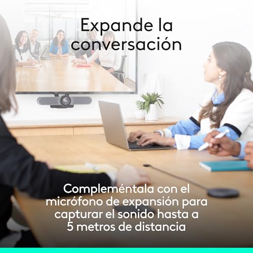 Logitech MeetUp, Sistema de Cámara para Conferencias, Webcam Ultra HD 4K/1080p/720p, 3 Micrófonos/Altavoces Personalizables, Amplio Campo Visual 120 grados, PC/Mac/Portátil/Macbook/Tablet Negro