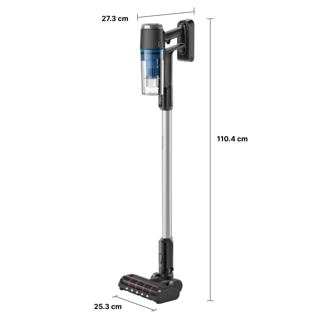 Philips Aspiradora sin Cable Serie 3000, Potente succión en Suelos Duros, 60 min de autonomía, Cepillo LED, Accesorios, batería reemplazable, Ligera y eficiente en rincones (XC3032/01)