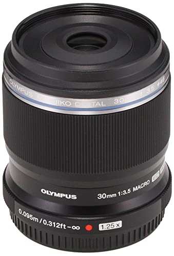 Olympus M.Zuiko Digital ED 30 mm F3.5 Macro Objetivo, Adecuado para Todas Las cámaras MFT (Modelos Olympus OM-D & Pen, Panasonic G-Series), Negro