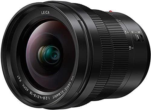 Panasonic LEICA DG VARIO-ELMARIT H-E08018 - Objetivo Gran angular para cámaras de montura M4/3 (Focal 8-18 mm, F2.8-F4, lentes asféricas, tamaño filtro 67 mm, resistente agua/polvo/congelación), negro