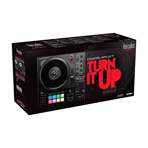 Hercules DJControl Inpulse T7 -Controladora de DJ Motorizada Negra de 2 Decks - incluye Serato DJ Lite y el software DJUCED