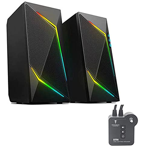 BERSERKER Altavoz Gaming RGB 2.0, 6W RMS, Iluminación LED, Conexión USB y Jack 3.5mm, Negro