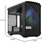 Fractal Design Torrent Nano RGB Black - Light Tint Tempered Glass Side Panels - Open Grille for Maximum Air Intake - 180mm RGB PWM Fan Included - Type C - mATX Airflow Mini Tower PC Gaming Case