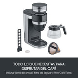 SEVERIN FILKA, cafetera de filtro totalmente automática, cafetera de filtro 5 en 1 con pantalla LED, molinillo, con jarra de cristal, negro mate/acero inoxidable, KA 9694