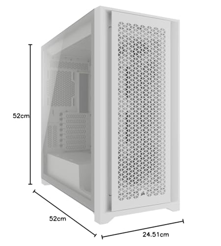 CORSAIR 5000D Core Airflow Caja para PC ATX Torre Media - Sin Ventiladores Incluidos - Panel Lateral de Cristal Templado - Diseño de Gran Flujo de Aire - para Radiadores de 360 mm - Blanco