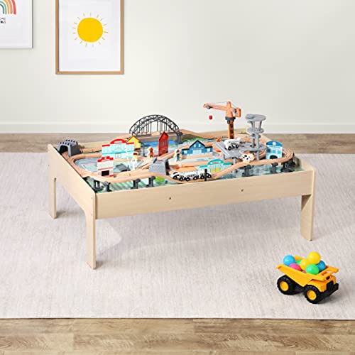 Amazon Basics Mesa con circuito de trenes, 120 Unidad, Multicolor, 120.4 x 85 x 41 cm