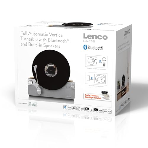 Lenco LSA-071SI - Tocadiscos Vertical Totalmente automático con Altavoces incorporados y Bluetooth® - Plata